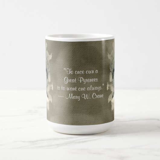 Waterverf Grote Pyreneeën Puppy - Sweet Koffiemok (Center)