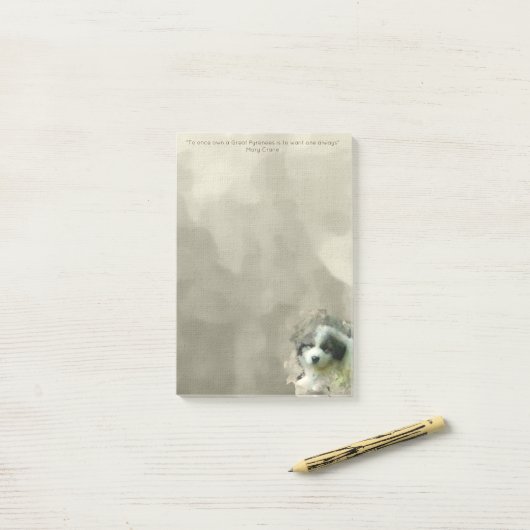 Waterverf Grote Pyreneeën Puppy - Sweet Post-it® Notes (Op bureau)