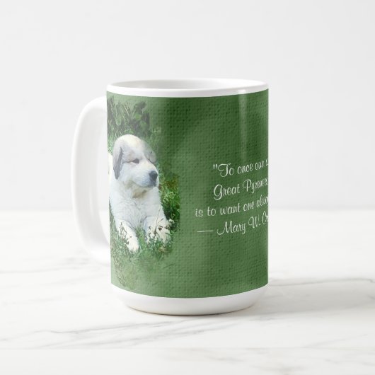 Waterverf Grote Pyreneeën Puppy - Versoepeling 2 Koffiemok (Voorkant links)