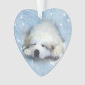 Waterverf Grote Pyreneeën Slappen Ornament (voorkant)