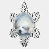 Waterverf Grote Pyreneeën Slappen Tin Sneeuwvlok Ornament (Rechts)