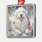 Waterverf Grote Pyreneeën Winter Xmas Scène 2 Metalen Ornament (Links)