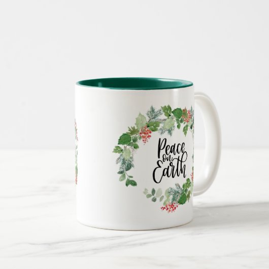 Waterverf - Grote vrede op aarde  Tweekleurige Koffiemok (Voorkant rechts)