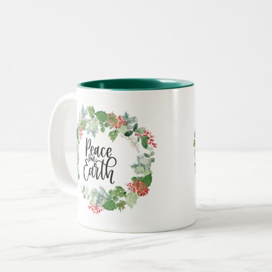 Waterverf - Grote vrede op aarde  Tweekleurige Koffiemok (Voorkant links)