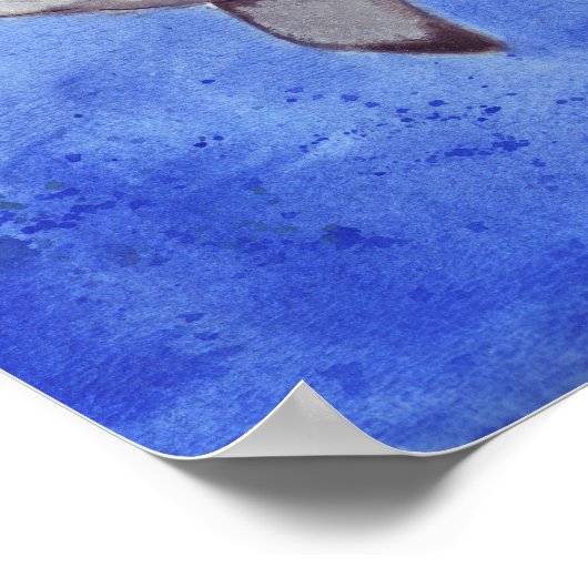 Waterverf Grote witte haai Poster (Hoek)