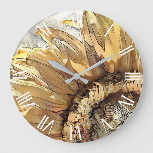 Waterverf Grote zonnebloem Elegant Collectie Klok (Voorkant)