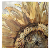 Waterverf Grote zonnebloem Elegant Collectie Tegeltje (Voorkant)