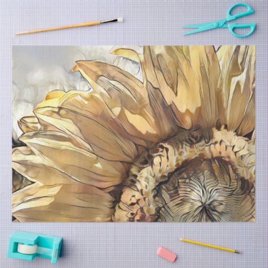 Waterverf Grote zonnebloem Elegant Collectie Tissuepapier (Craft)