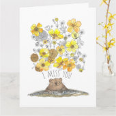 Waterverf Groundhog en Buttercups. Kaart (Gele Bloem)
