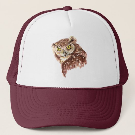 Waterverf Grumpy Angry Owl Bird Natuur Wild Trucker Pet (Voorkant)