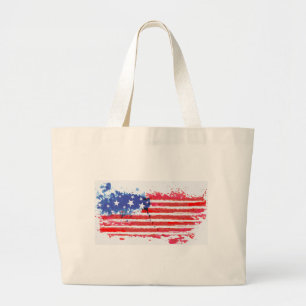 waterverf grunge American Flag Grote Tote Bag