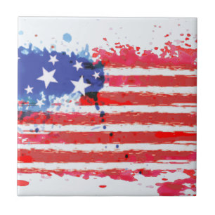 waterverf grunge American Flag Tegeltje