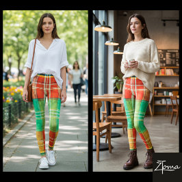 Waterverf Grunge Regenboog Schotse Ruit Textuur Leggings