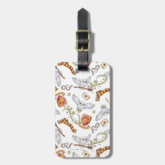 Waterverf GRYFFINDOR™ Hedwig Patroon Bagagelabel (Voorkant verticaal)