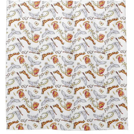 Waterverf GRYFFINDOR™ Hedwig Patroon Douchegordijn (Voorkant)