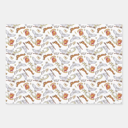 Waterverf GRYFFINDOR™ Hedwig Patroon Inpakpapier Vel (Voorkant 2)