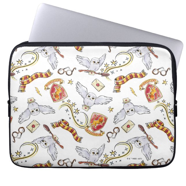 Waterverf GRYFFINDOR™ Hedwig Patroon Laptop Sleeve (Voorkant)