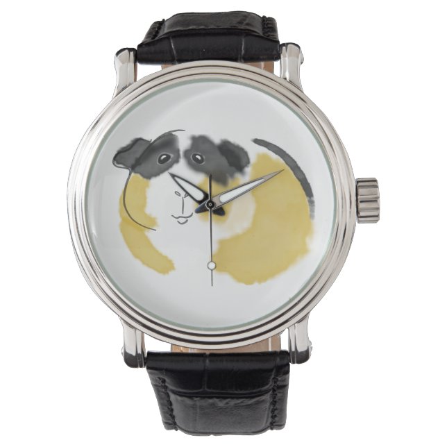 Waterverf Guinee Pig Horloge (Voorkant)