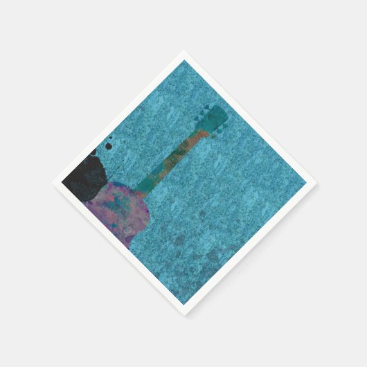 Waterverf Guitar Blue Musical Servetten (Hoek)
