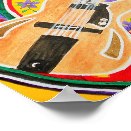 Waterverf Guitar en Mandala Poster (Hoek)