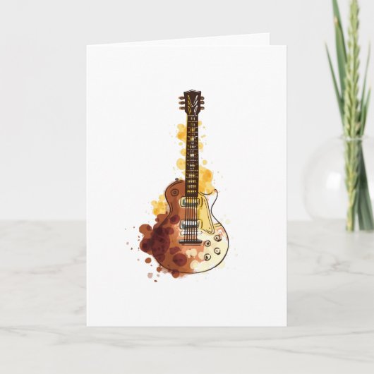 Waterverf Guitar Illustration Gift Kaart (Voorkant)