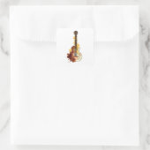Waterverf Guitar Illustration Gift Vierkante Sticker (Tas)