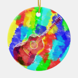 Waterverf Guitar Keramisch Ornament