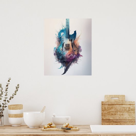 waterverf Guitar Lovers Poster (Keuken)
