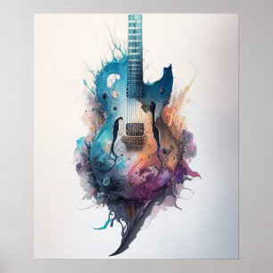 waterverf Guitar Lovers Poster