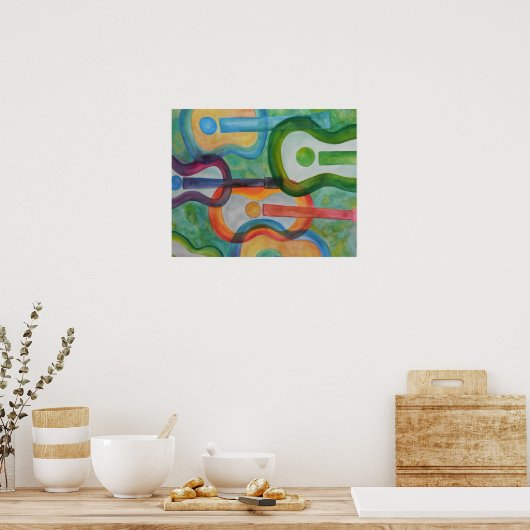 Waterverf Guitar Poster (Keuken)