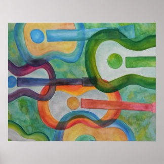 Waterverf Guitar Poster