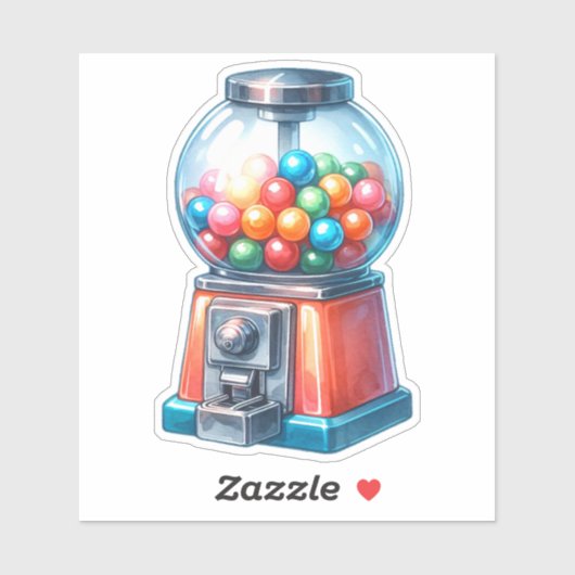 Waterverf Gumball Machine Bubble Gum Sticker (Vel)