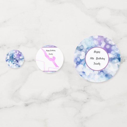 Waterverf gymnastiek Birthday Uneven Bars Confetti (Achterkanten)