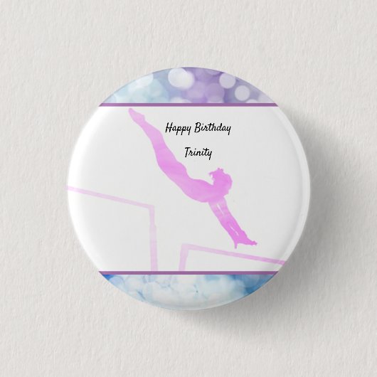 Waterverf gymnastiek Birthday Uneven Bars Ronde Button 3,2 Cm (Voorkant)