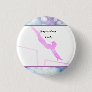 Waterverf gymnastiek Birthday Uneven Bars Ronde Button 3,2 Cm