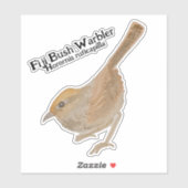 Waterverf H. ruficapilla Fiji Struik Warbler Sticker (Vel)