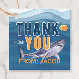 Waterverf haai dank u Label