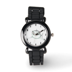 waterverf haai glimlach grijs groene oceaan dier horloge