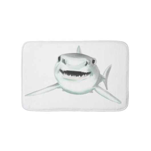 waterverf haai lachend grijs groen oceaan dier badmat (Voorkant)