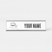 waterverf haai lachend grijs groen oceaan dier bureau naambordje (Voorkant)