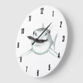 waterverf haai lachend grijs groen oceaan dier grote klok (Hoek)