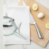 waterverf haai lachend grijs groen oceaan dier theedoek (Quarter Fold)