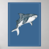 Waterverf haai op Deep Blue Nursery Art Poster (Voorkant)