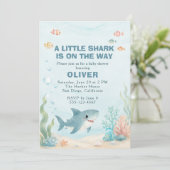 Waterverf Haaien Baby Borrel Kaart (Staand voorkant)