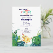 Waterverf Haan Elke Leeftijd Jongen 1e Verjaardag  Kaart (Staand voorkant)