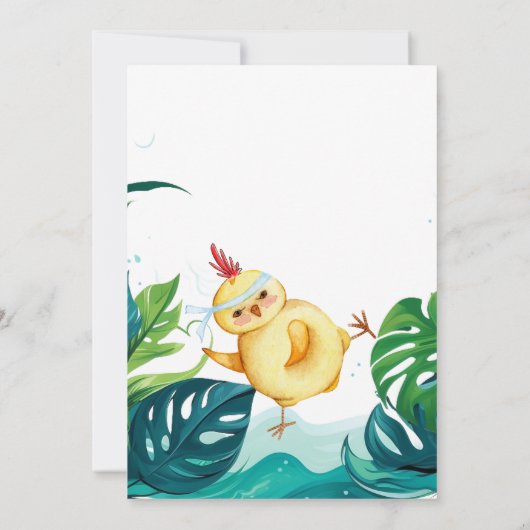 Waterverf Haan Elke Leeftijd Jongen 1e Verjaardag  Kaart (Achterkant)