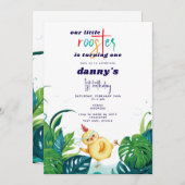 Waterverf Haan Elke Leeftijd Jongen 1e Verjaardag  Kaart (Voorkant / Achterkant)