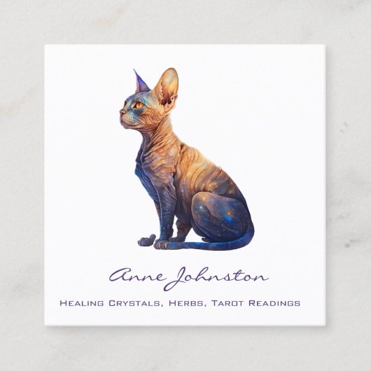 Waterverf Haarloos Kat Square Visitekaartje (Voorkant)