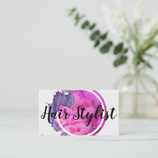waterverf haarstylist visitekaartje (Staand voorkant)