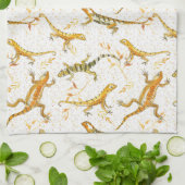 Waterverf Hagedissen Earth Tone Theedoek (Gevouwen)